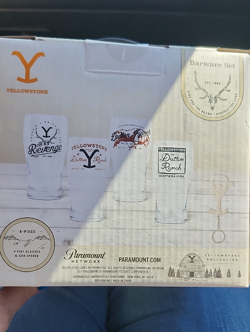 Yellowstone Dutton Ranch Pint Glass Set - White/Orange Logo